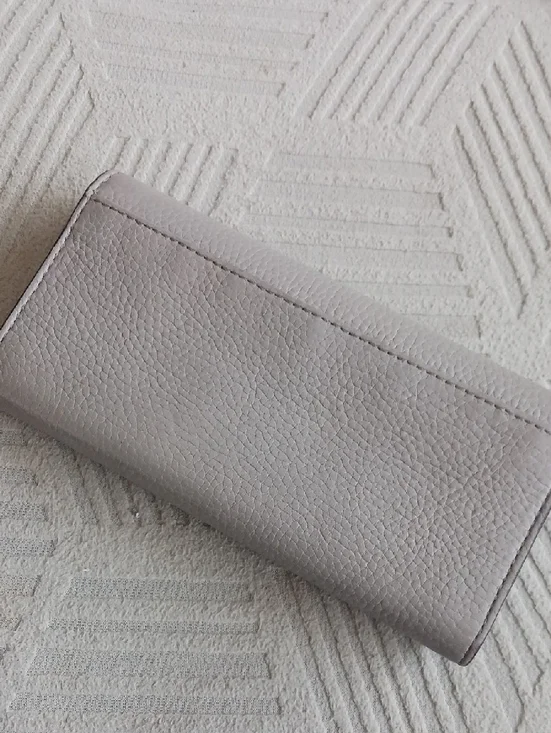 Michael Kors Light Gray Pebbled Leather Continental Wallet with MK Emblem - Picture 5 of 7
